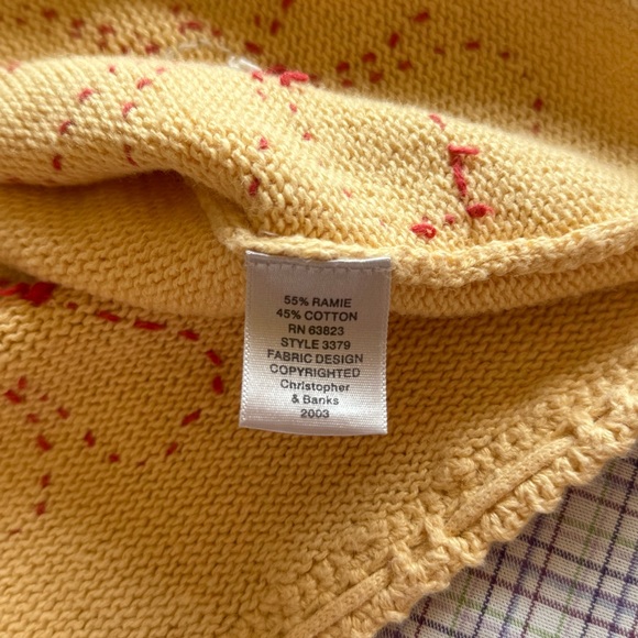 Christopher & Banks Yellow Knit Top with Floral Embroidery - Picture 6 of 7